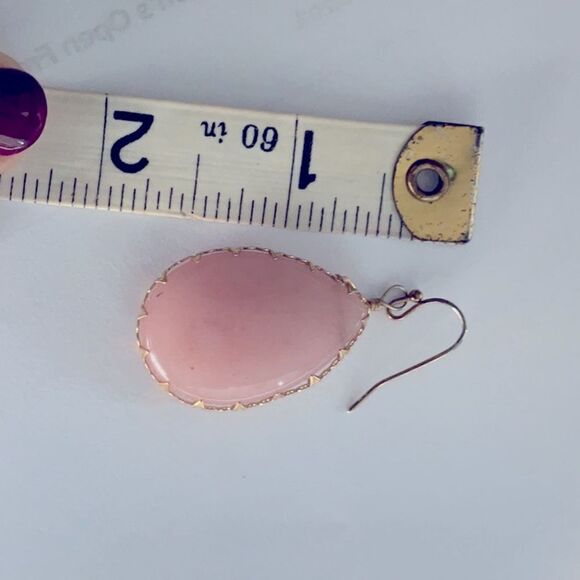 Rose Quartz Gold Dangle Earrings - Picture 4 of 4
